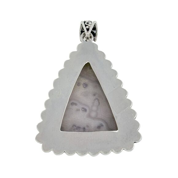 Southwest Scrollwork Edge Dusty Lilac Jasper Pendant | Vintage Sterling Silver - Picture 2 of 6